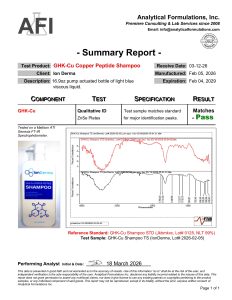GHK-Cu Copper Peptide Shampoo research formulation certificate of analysis image 1