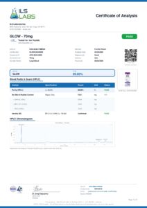GLOW - 70mg research peptide certificate of analysis image 1