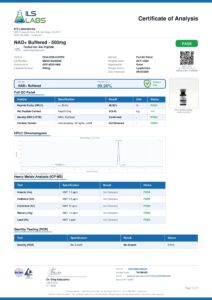 NAD+ Buffered - 500mg research peptide certificate of analysis image 1