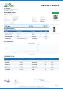 AOD-9604 research peptide certificate of analysis image 1