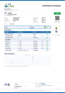 VIP - 10mg research peptide certificate of analysis image 1
