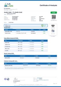 Acetic Acid 0.6% laboratory supply certificate of analysis image 1