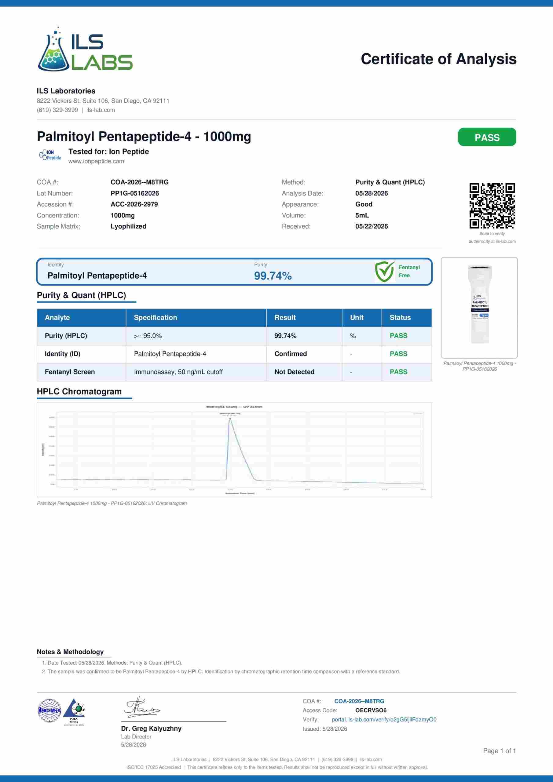 Palmitoyl Pentapeptide-4 (Raw) – 1000mg